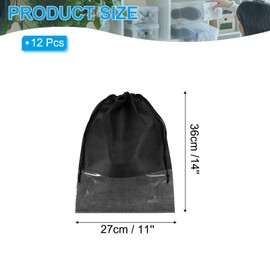 PATIKIL Drawstring Shoe Bag, 12 Pack 14 x 11 Inch Travel Shoe Bags Non-Woven Shoe Storage Bag Boots Shoes Organizer Pouch for Travel Home, Black