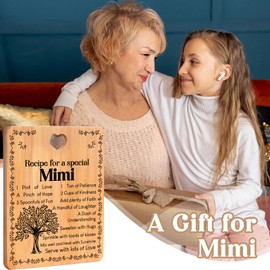 Mimi Gifts - "Recipe for a Special Mimi" Gifts for Mimi Cutting Board Set, Bamboo-Made Engraved Utensil Set Best Mimi Ever Gifts Cutting Board, Mimi Gifts for Grandma.