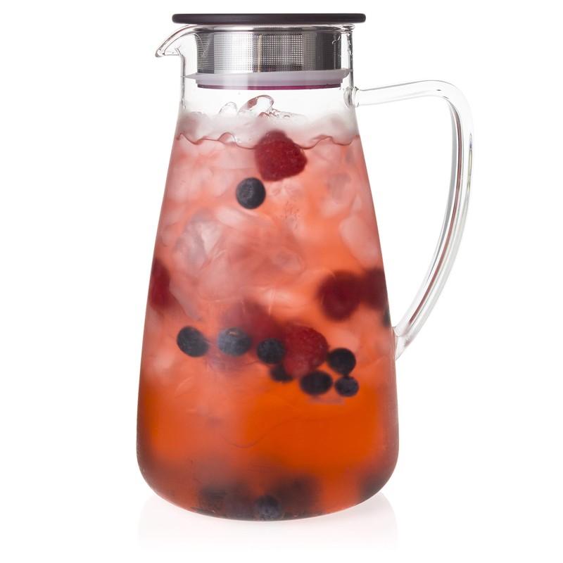FORLIFE Flask Glass Jug Iced Tea Pitcher, 64 oz, Cranberry