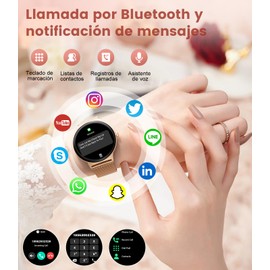 LIGE Reloj Inteligente Mujer con Llamada Bluetooth 5.0, 1.43" AMOLED Smartwatch con Mujer Función Femenina, Pulsometro, Monitor de Sueño, 100+Modos Deportes para Android iOS, Oro Rosa