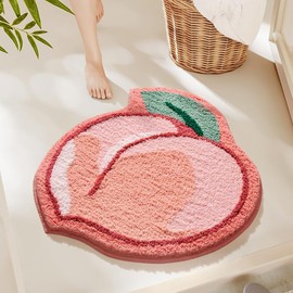 Ankah Fruit Bath Mats Cute Bathroom Rugs, Particularly Absorbent, Very Soft, and Dry Fast That fits in The Kid's Room, Bathroom or Other Room, 20.04" x 25.59", Peach