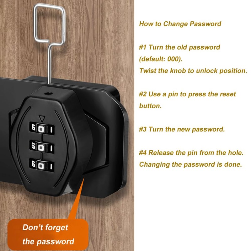 ETEKJOY Cabinet Lock Keyless 3-Digit Password Combination Code Hasp Latch