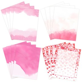 Valentine's Day Stationery Letter Papers Stationery Watercolor Pink Letter Writing Paper Set for Valentine's Day,Wedding,Anniversary,Writing,Scrapbooking & Crafting,40 Sheets with 4 Designs,8.5" x 11"