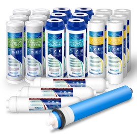 Filter Replacement Set for 5-Stage Reverse Osmosis Water Filtration System (6 Sediments, 6 Carbons, 6 GAKs, 3 Inline filters, 75GPD NSF Certified Membrane) 3-Year Supply