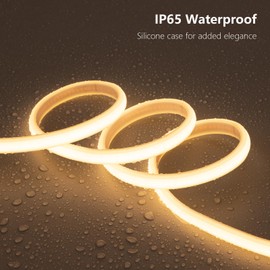 BENLUN AC 110V COB LED Strip Lights Outdoor Waterproof 65.6ft, 3000K Warm White Super Bright 200W CRI 90+ LED Rope Light, IP65 Flexible Cuttable, for Bedroom Garden Commercial House