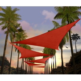 Amgo 12' x 12' x 12' Red Triangle Sun Shade Sail Canopy Awning AGTAPT12, 95% UV Blockage, Water & Air Permeable, Commercial and Residential (We Make Custom Size)