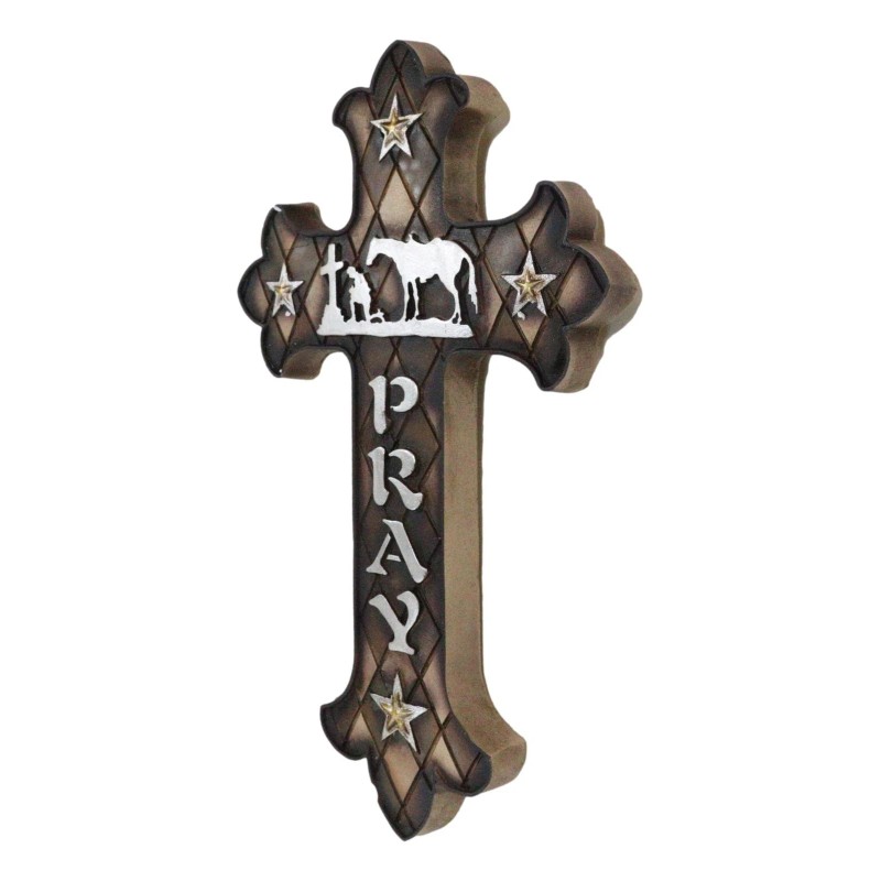 Western Kneeling Cowboy With Horse In Prayer At Calvary Fleur