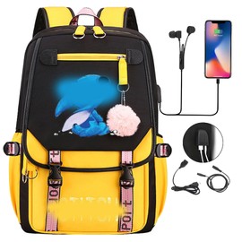 Metaparty Cartoon Animes USB SchoolBag,Large Capacity Backpack,Fashion Cartoon Backpack,Backpack Casual,Cartoon Travel Backpack Functional School Backpack for Kids
