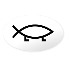 CafePress Evolution Fish Oval Car Bumper Sticker