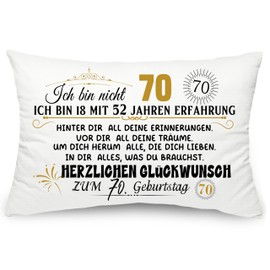 Yufansd 70th Birthday Gift for Women 70th Birthday Man Duvet Cover 1 Piece Cushion Cover Decorative for Pillow Gifts for 70 Years Old Family and Friend Keepsake Cushion Cover (70th-50 x 75 cm)