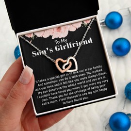 OmaishineTo My Son's Girlfriend Gifts from Mom Cute Necklace to My Sons Girlfriend from Mom Birthday Valentine’s Day Christmas Anniversary Jewelry for Son's Girlfriend with Message Card and Box #6
