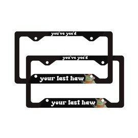 2 Pack Funny Cowboy Frog License Plate Frames, Stainless Steel License Plate Holders Covers with Screws Fasteners Caps