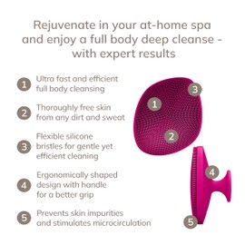 GESKE Body Brush | 4 in 1 | Cleansing Brush for The Entire Body | Professional Deep Cleaning | Soft Silicone Bristles | Ergonomic Two-Finger Design | Cleanses & Massages