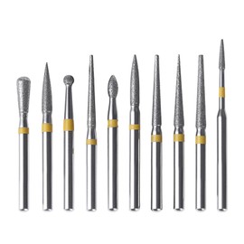 Juego de Fresas de Diamante 10pcs de Alta Velocidad para Pulido de Resina Compuesta Dental, Grano Extrafino,Accesorios de Lijado FG-105