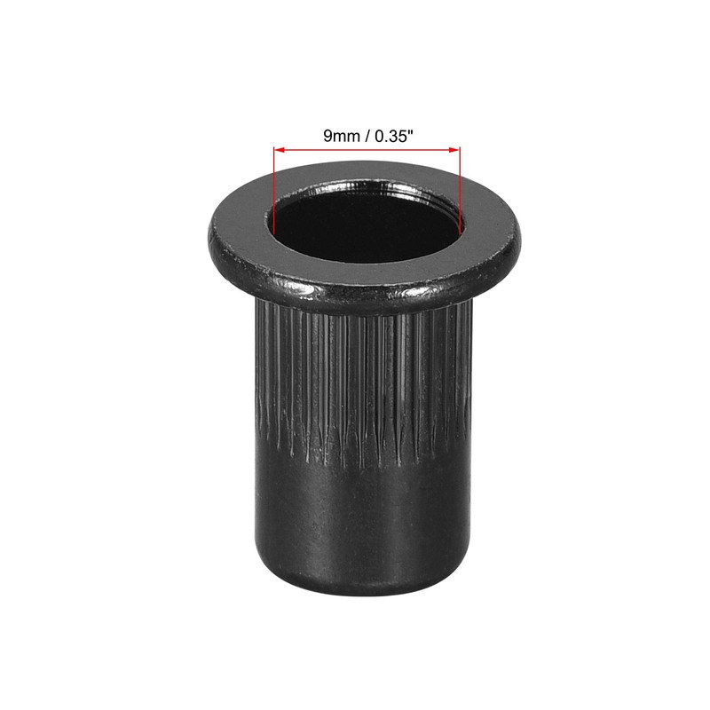 sourcing map M6 Rivet Nuts Carbon Steel Zinc-Plated Knurled Flat