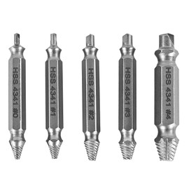 S&R Screw Extractor Set, Left Extractor Set, 5 Pieces, Double-Sided Extractor Bits, Hardness HRC 62-63, HSS 4341 (High-Speed Steel), in Robust Plastic Box