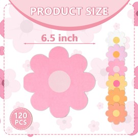 120 servilletas de papel con margaritas, servilletas de fiesta, margaritas, florales, desechables, estilo bohemio, retro, flores, para el almuerzo, para cumpleaños, baby shower, bodas, fiestas