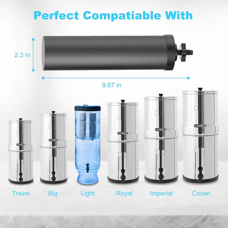 airkitrep Water Filter Replacement for Berkey, Black Purification Elements, Activated