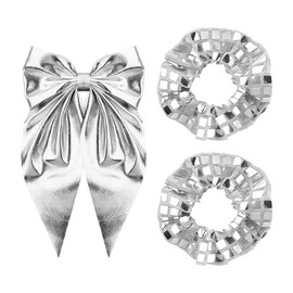 Glitter Bow Hair Clips for Women Girls Silver Bow Hair Clip Barrettes for Hair Long Ribbon Clip Large Bowknot Hair Pin Elegant Bows Accessories Decorations for Women Bowknot Hairclip Hairpin