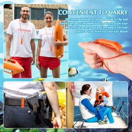 100 Pieces Emergency Whistle with Lanyard Safety Whistle Survival Whistle Loud Blast for Safety Camping Hiking Boating Hunting Survival Rescue Signaling (Orange)