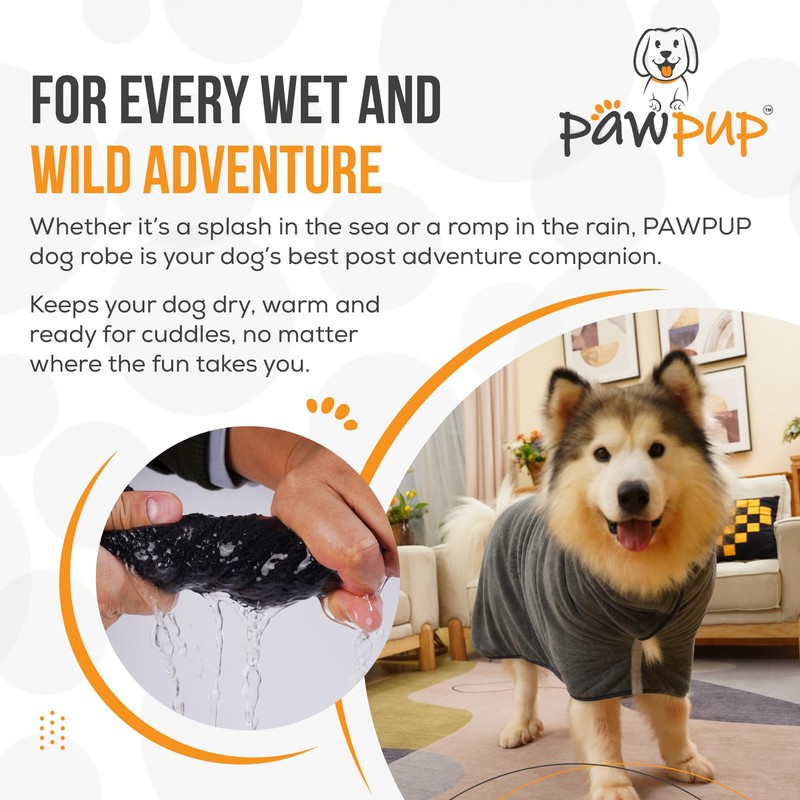 PAWPUP® Dog Drying Coat - Double Layer Ultra Absorbent Microfibre