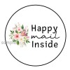 PartyMommy 30 HAPPY MAIL INSIDE ENVELOPE SEALS LABELS STICKERS 1.5" ROUND FLORAL GIFTS
