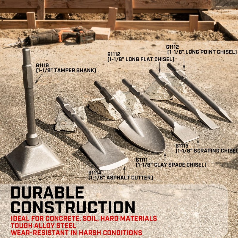XtremepowerUS 61115 Jack Hammer Bit 1-1/8" Hex 3"x16" Flat Chisel