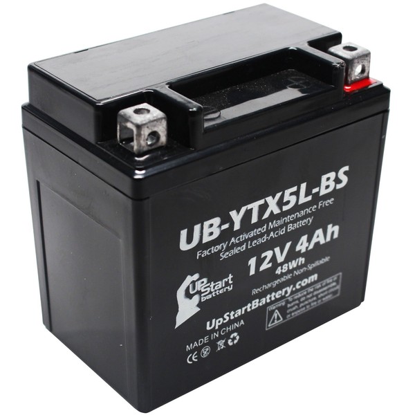 Replacement for 2005 Yamaha YW50A Zuma 50CC Factory Activated, Maintenance Free, Scooter Battery - 12V, 4Ah, UB-YTX5L-BS