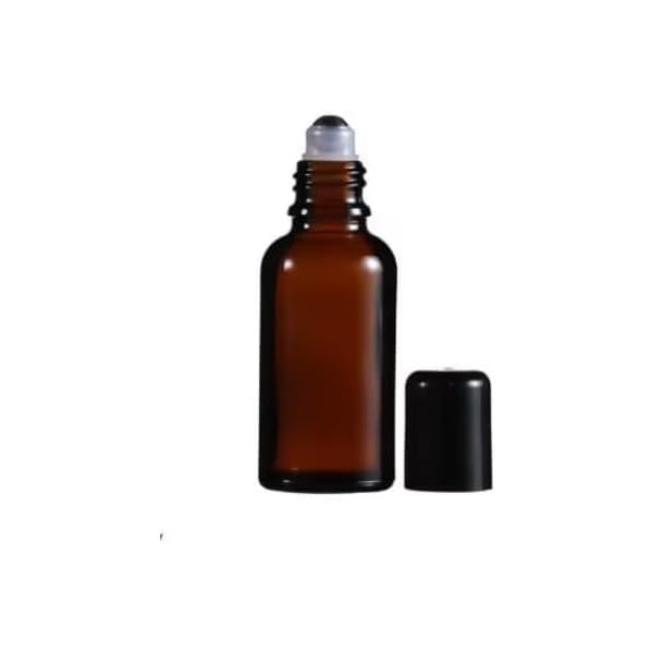 ZGLUZP 1Pc 30mL Roller Bottles, Amber Glass Essential Oil Roller
