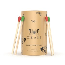 ZIKANI Red and Green Tip Fancy Matches 4" Match Refill and Striker 100 Long Matches Short Matches Wooden Matches Bulk Matches Decorative Matchsticks for Cloche Jar Box Fireplace - Striker Pad Included