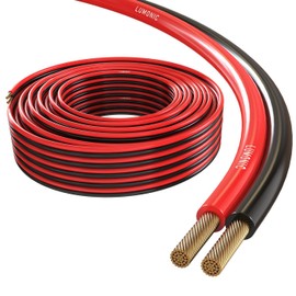 Lumonic Lautsprecherkabel | 50m Rot Schwarz | 2X 0,5mm² CCA | HiFi Boxenkabel | Audio Zwillingsleitung