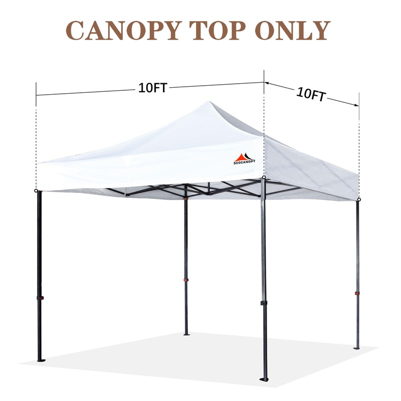 SCOCANOPY Commercial 10x10 Replacement Canopy Top,Canopy Cover ONLY,Bonus 4 Pack