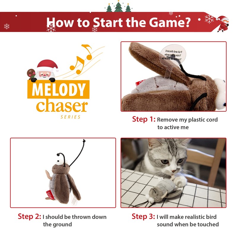 PETGEEK Gigwi Interactive Cat Feather Toy, Melody Chaser Chirpy Cricket