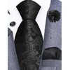 Gusleson Paisley Black Tie Mens Classic Wedding Necktie Pocket Square