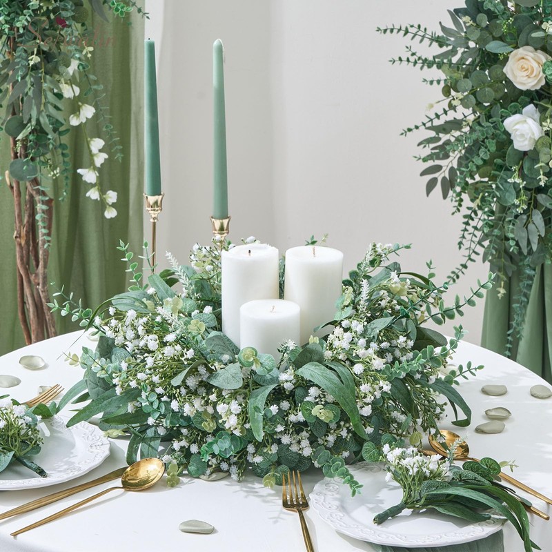 360 Pcs 7 Kinds Mixed Artificial Eucalyptus Greenery Stems Bulk