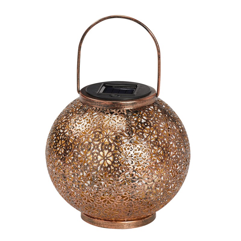 Lights4fun LED Solar Lantern Flower Pattern Moroccan Lantern Outdoor 19