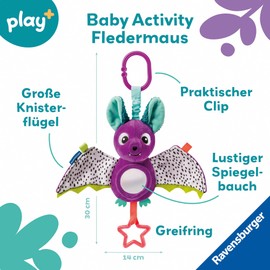 Ravensburger Play+ Baby Activity Bat - Baby Toy from 0 Months, Pram Toy, Plush Toy - Play Plus - 12034051
