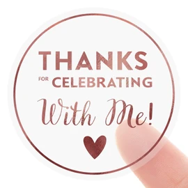 Alynta Thanks for Celebrating with Me Stickers 120Pcs 1.6 Inch Rose Gold