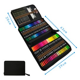 Felt Tip Pen Set, 48 Dual Tip Brush Pens Art Markers, Brush Tip Pens and Fineliner with Sketching Pencils Drawing Sets, Pencil Set for Pencil Drawing, Ideal for Painting