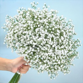 Artflower Babys Breath Artificial Flowers, 30Pcs Baby Breath Flowers Artificial Bulk, Fake White Gypsophila Babies Breath Real Touch Flowers for Wedding Bouquet Floral Arrangement Party Home Decor