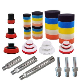 Car Polishing Extension Buffing Extender Pad Kit 48pcs Mix Size with 5/8"-11 Thread Backing Pad & Adapters Buffering Kit Sponge Polishing,Sanding,Waxing,Buffing (48pcs for Drill & Angle Grinder)