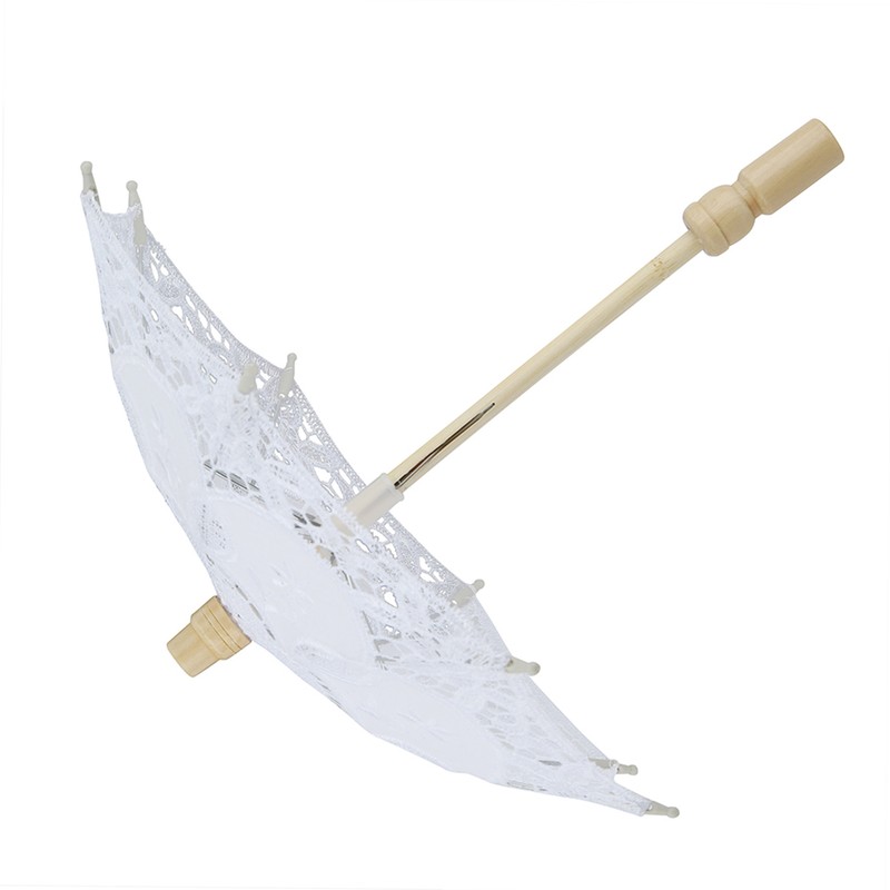 Bridal Umbrella Lace Cotton Embroidery Handmade Parasol Umbrella Wedding Supply(White