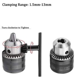 TOP-VIGOR 1.5-13mm Capacity Drill Chuck Adapter, 3/8-24UNF Thread Quick Change Impact Driver Bits with Chuck Key for Electric Impact Corded Cordless Drill, Electric Hand Drill, Percussion Drilling etc