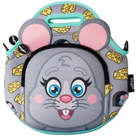 Fringoo® Kids Lunch Bag - Made from Neoprene Thermal Insulated Material - School Lunch Bag - Zipped Pocket Shoulder Strap (Mouse)