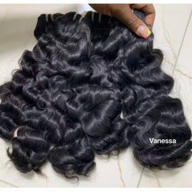 Hot Single Donor Fumi Bouncy Curly Cuticle Aligned Hair Vietnamese Burmese Curly Hair Loose Deep Wave Bundles with Lace Closurecolor: baby curly, Stretched Length: 16 Inches