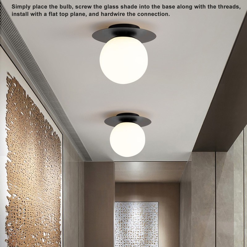 White Glass Globe Ceiling Light 18cm Diameter G9 Base Globe