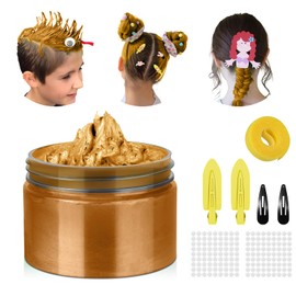 Temporary Hair Color Wax Kit, Stocking Stuffers for Teen Girls, Instant Hair Dye Color Wax Washable Natural Hair Color Cream for DIY Hairstyle on Crazy Hair Day, Children's Day, Christmas (Yellow)