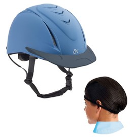 Ovation Deluxe Schooler Low Profile Horse Riding Helmet XXS/XS and Deluxe Hair Net (Pack of 2)