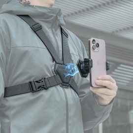 Rugvis - Arnés de montaje en el pecho para teléfono celular, soporte para grabación de video, bicicleta, kayak, pesca, monopatín, POV/VLOG, Negro 01