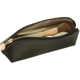 Bolsa de viaje de maquillaje, bolsa de maquillaje portátil para mujeres, bolsa de piel con cierre, bolsa de cosméticos pequeña, bolsa de cepillo para polvo de